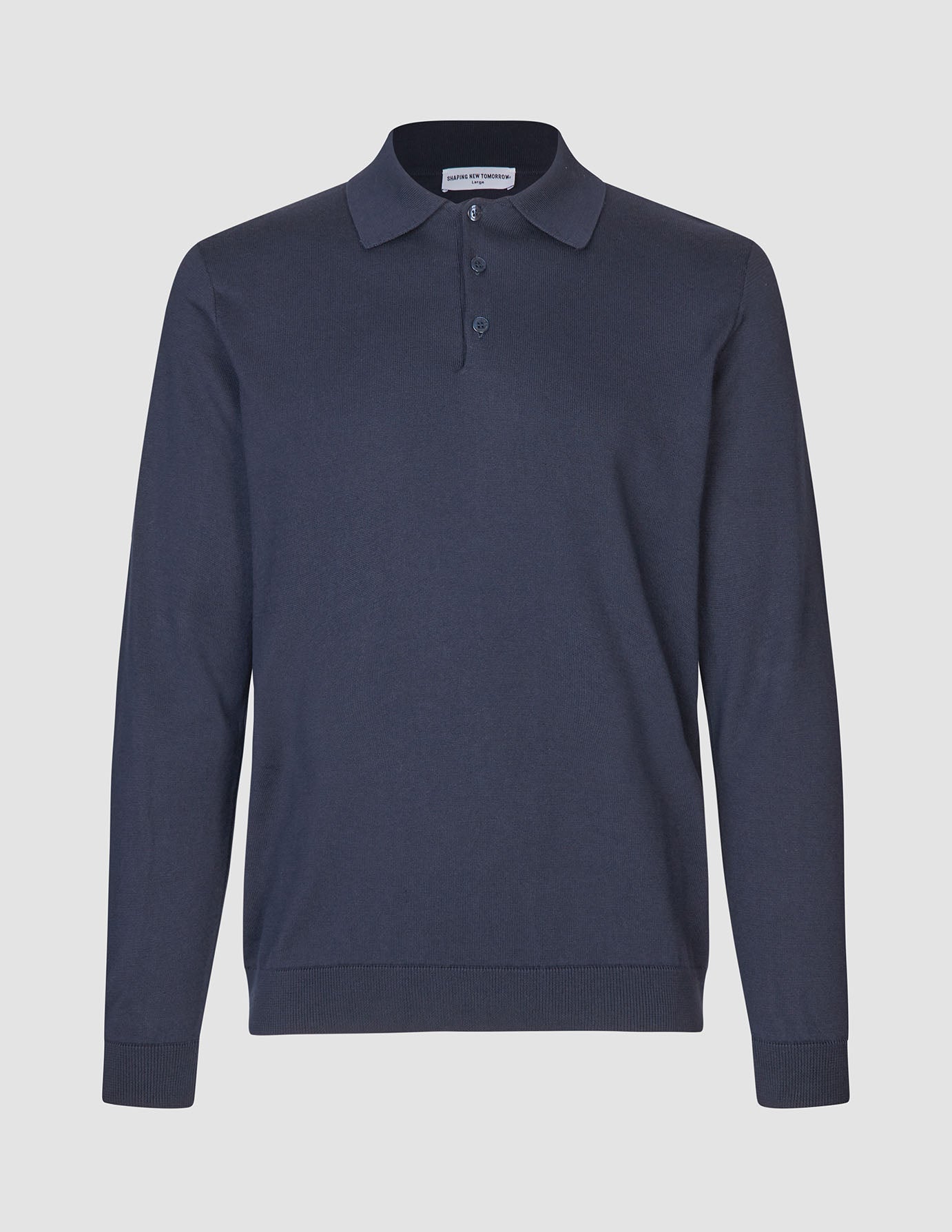 Everyday Knit Long Sleeve Polo Navy